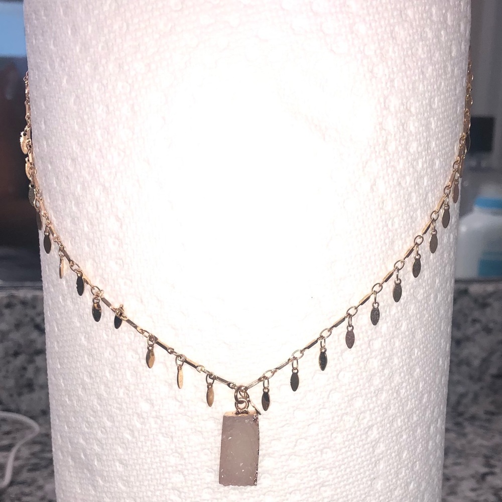 Rose Quartz Gold Plated 18 inch Necklace